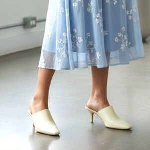 Nordstrom Ivory Kitten Heel Women's Mules
